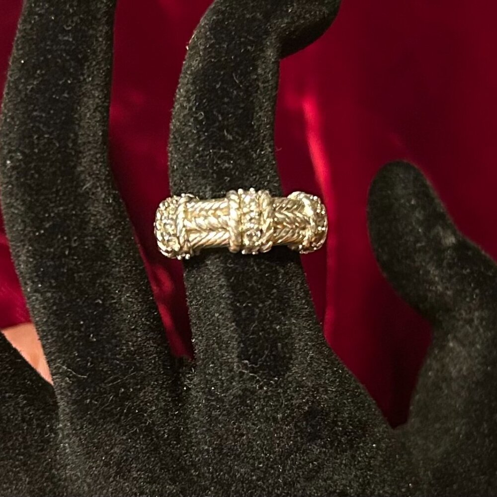 Vintage Judith Ripka Sterling Silver CZ rope style ring - Picture 2 of 6